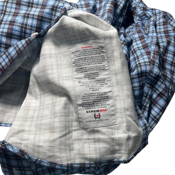 Cinch WRX Flame Resistant FR Plaid Button Down Shirt XXL 2112 Welder Snaps NWOT - Picture 7 of 7